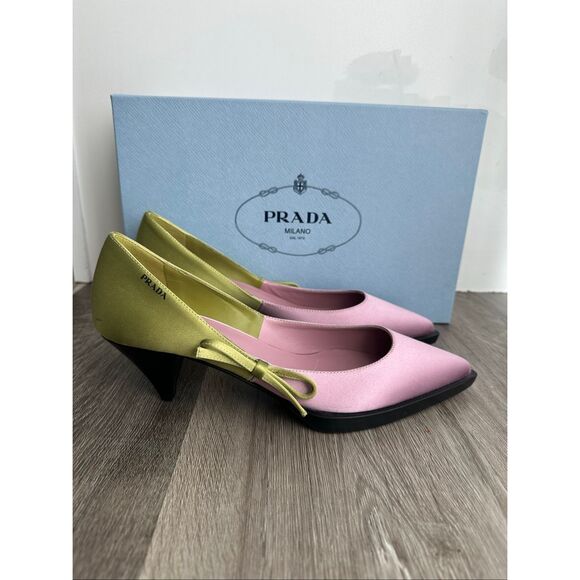 PRADA Raso 50MM Colorblock Kitten Pumps Size EU37.5/US7.5 $1450 - Picture 8 of 14